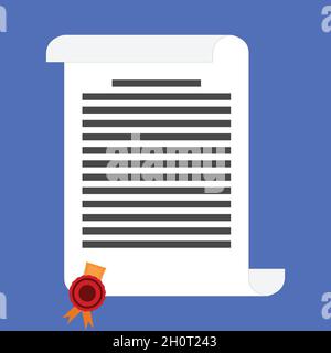 Diploma paper certificate stamp icon flat design Stock Vector