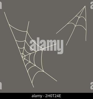 hand drawn doodle style spyder web white outlines Stock Vector