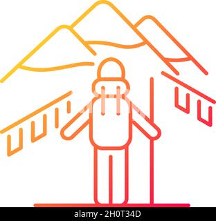 Trekking in Nepal gradient linear vector icon Stock Vector