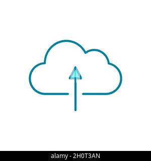 Cloud with up arrow sign. Online backup data. Cloud upload line icon. Server hosting services. Cloud storage idea. Infrastructure as a service IaaS. Stock Vector