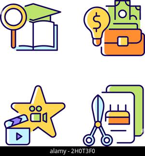 Outstanding aptitude RGB color icons set Stock Vector