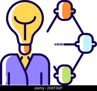 Influencing and leadership RGB color icon Stock Vector