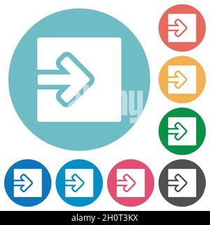 Import object solid flat white icons on round color backgrounds Stock Vector