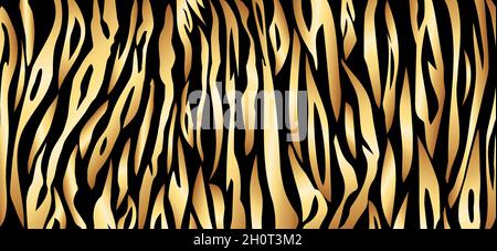 Vector Tiger luxurious gold black stripe background. Stock Vector