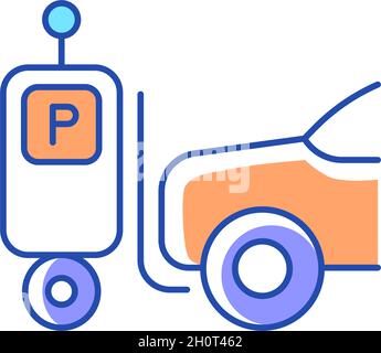 Parking robot RGB color icon Stock Vector