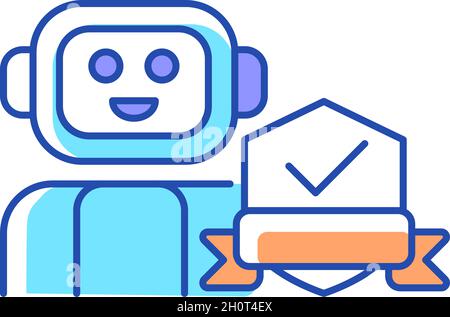 Security robot RGB color icon Stock Vector