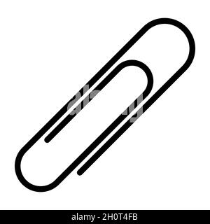 Linear icon. Paper clip for binding documents and paper sheets. Simple black and white vector isolated on white background Stock Vector