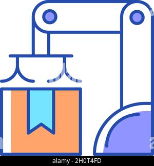 Packing robot RGB color icon Stock Vector