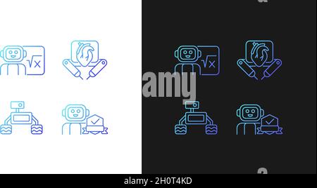 Robotics technology gradient icons set for dark and light mode Stock Vector