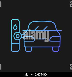 Robotic gas pump gradient vector icon for dark theme Stock Vector