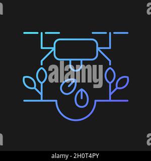 Drones for planting gradient vector icon for dark theme Stock Vector