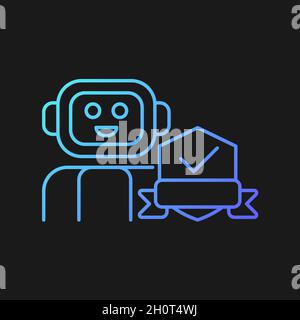 Security robot gradient vector icon for dark theme Stock Vector