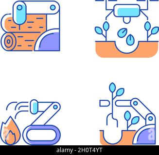 Automation for wellbeing RGB color icons set Stock Vector