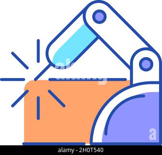 Welding robotics RGB color icon Stock Vector
