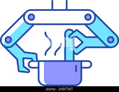 Cooking robots RGB color icon Stock Vector