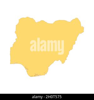 Nigeria map color line element. Border of the country. UI UX GUI design element. Editable stroke. Stock Vector