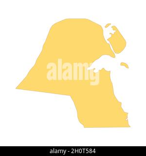 Kuwait map color line element. Border of the country. UI UX GUI design element. Editable stroke. Stock Vector