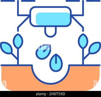 Drones for planting RGB color icon Stock Vector