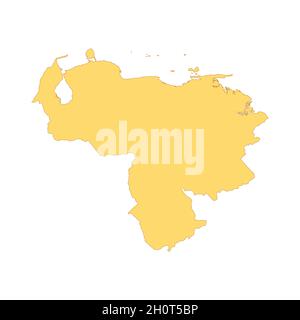 Venezuela map color line element. Border of the country. UI UX GUI design element. Editable stroke. Stock Vector