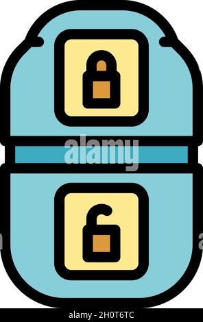 Control car keyless icon. Outline control car keyless vector icon color flat isolated Stock Vector