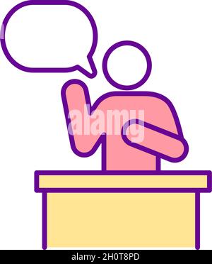 Public speaking RGB color icon Stock Vector