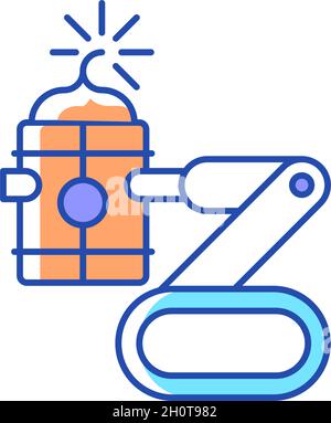 Bomb defusing robots RGB color icon Stock Vector