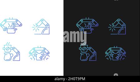 Automated mechanical devices gradient icons set for dark and light mode Stock Vector