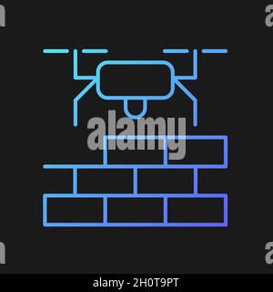 Drones for construction gradient vector icon for dark theme Stock Vector