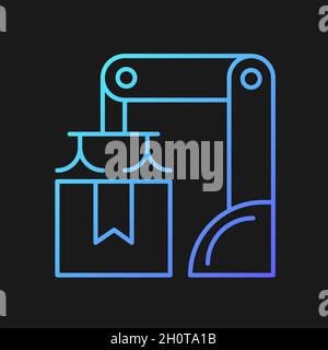 Packing robot gradient vector icon for dark theme Stock Vector