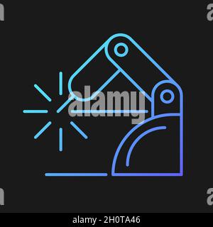 Welding robotics gradient vector icon for dark theme Stock Vector