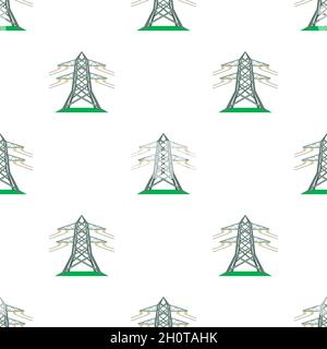 Electric tower pattern seamless background texture repeat wallpaper geometric vector Stock Vector