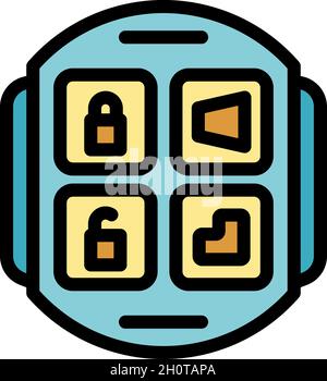 Automatic key car icon. Outline automatic key car vector icon color flat isolated Stock Vector