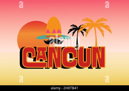 Cancun Mexico Vector Illustration on a white background Stock Vector