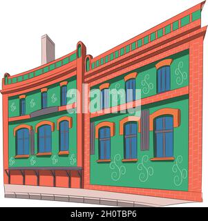 The green facade of a traditional Irish pub. Vector illustration. Stock Vector
