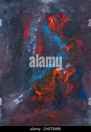 painting, abstract illustration of the bottom of the sea, volcanic eruption. Vector illustration Stock Vector