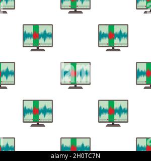 Soundwave pattern seamless background texture repeat wallpaper geometric vector Stock Vector