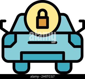 Car keyless system icon. Outline car keyless system vector icon color flat isolated Stock Vector