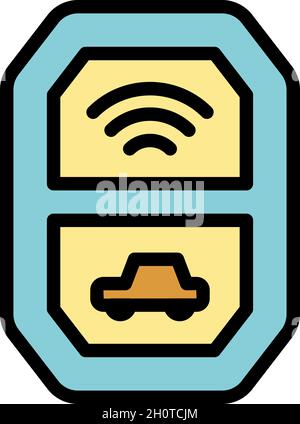 Auto keyless icon. Outline auto keyless vector icon color flat isolated Stock Vector