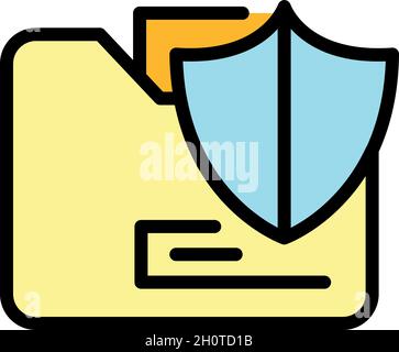 Secured folder icon. Outline secured folder vector icon color flat isolated Stock Vector