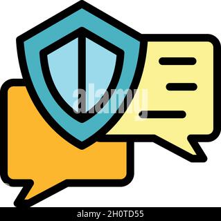 Secured chat icon. Outline secured chat vector icon color flat isolated Stock Vector