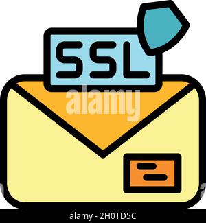 Ssl email icon. Outline ssl email vector icon color flat isolated Stock Vector