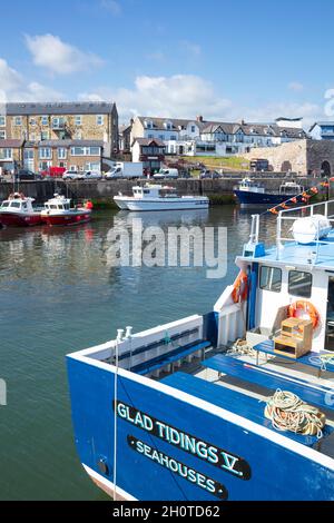 Fishing boats in Seahouses Harbour North Sunderland Harbour Northumberland coast Seahouses England GB UK Europe Stock Photo