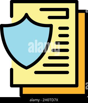 Secured files icon. Outline secured files vector icon color flat isolated Stock Vector