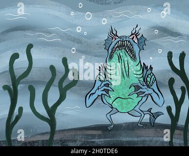 creepy sea creature illustration Stock Photo - Alamy