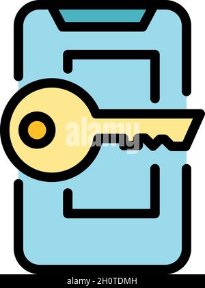 Phone cipher icon. Outline phone cipher vector icon color flat isolated Stock Vector