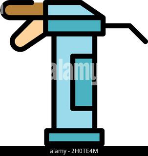 Caulking gun icon. Outline caulking gun vector icon color flat isolated Stock Vector