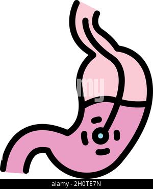 Stomach endoscopy icon. Outline stomach endoscopy vector icon color flat isolated Stock Vector