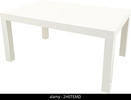 Vector white rectangular side table realistic illustration, perspective view Stock Vector