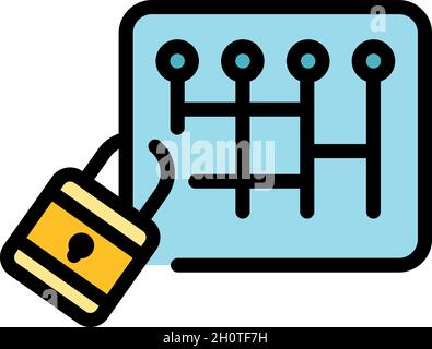 Cipher lock icon. Outline cipher lock vector icon color flat isolated Stock Vector