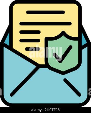Data protection icon. Outline data protection vector icon color flat isolated Stock Vector